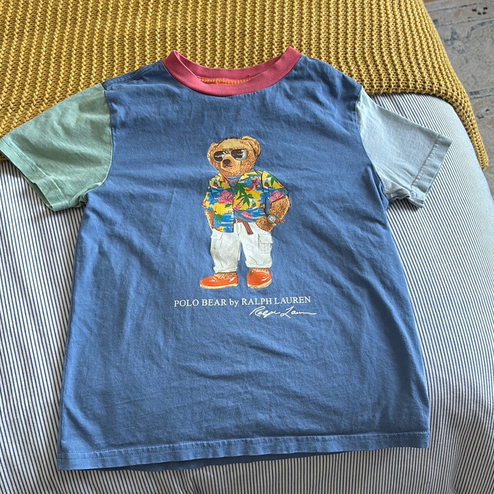 Ralph Lauren Blue and Red Polo Bear Tee